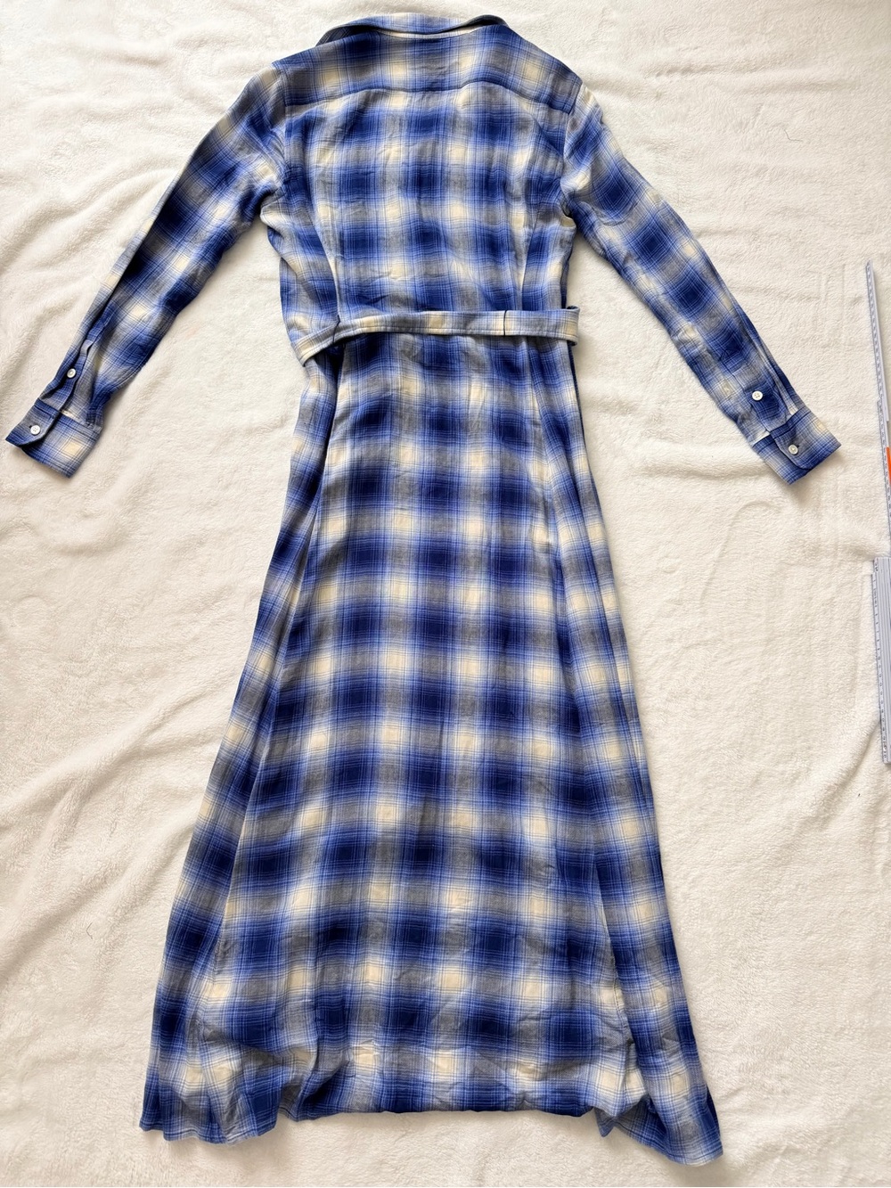 Ralph Lauren Blue & White Plaid Button-Front Maxi Dress with Tie Waist - Picture 3 of 7